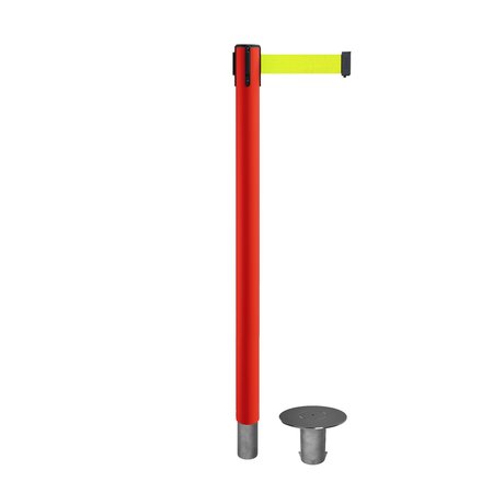 MONTOUR LINE Stanchion Belt Barrier Removable Base Red Post 7.5ftFl.Yel Belt MSX630R-RD-FYW-75